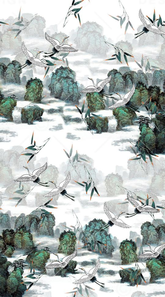 仙鹤印花华亿平台图片