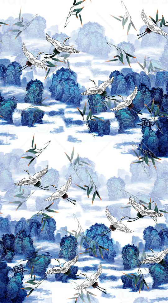 仙鹤印花华亿平台图片