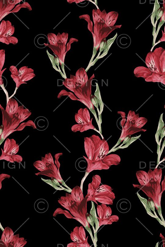 手绘花卉印花华亿平台图片