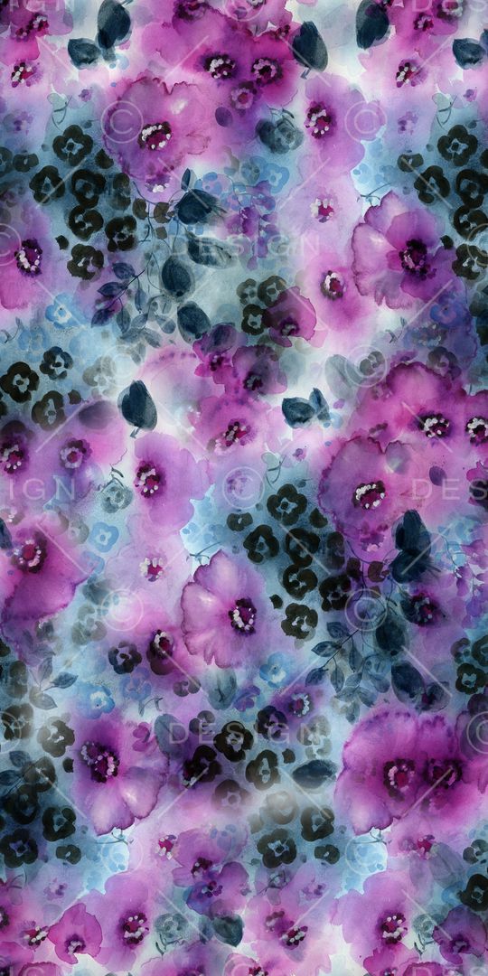 手绘花卉印花华亿平台图片