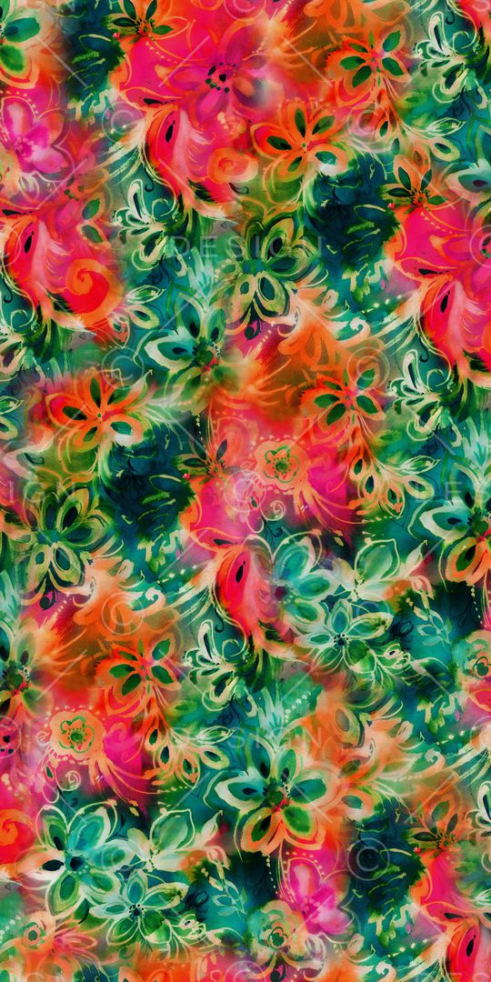 手绘花卉印花华亿平台图片