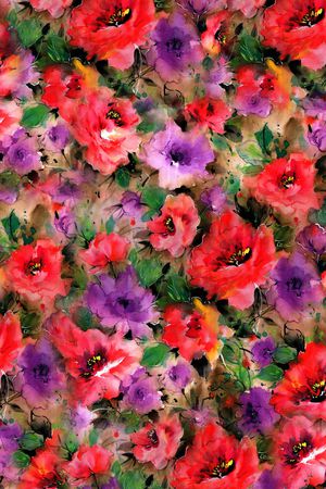 手绘花卉印花华亿平台图片