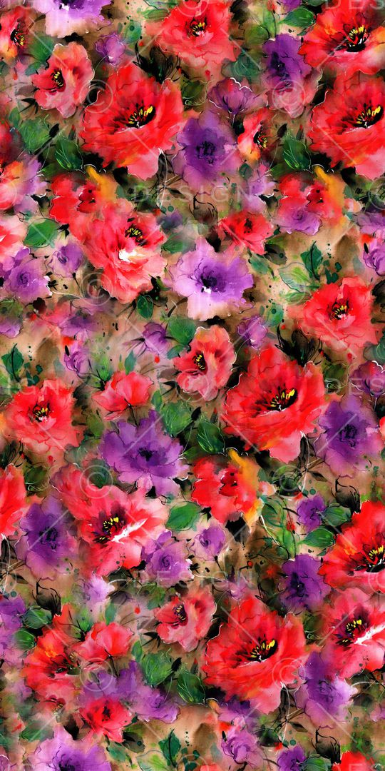 手绘花卉印花华亿平台图片