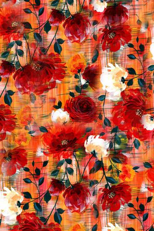 手绘花卉印花华亿平台图片