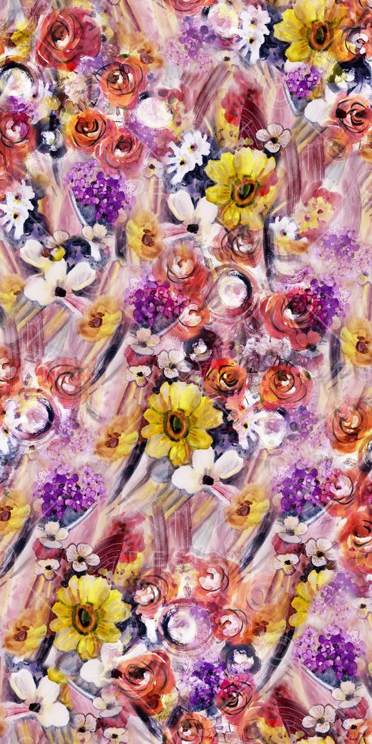 手绘花卉印花华亿平台图片