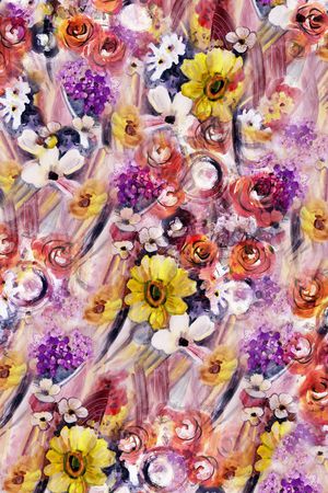 手绘花卉印花华亿平台图片