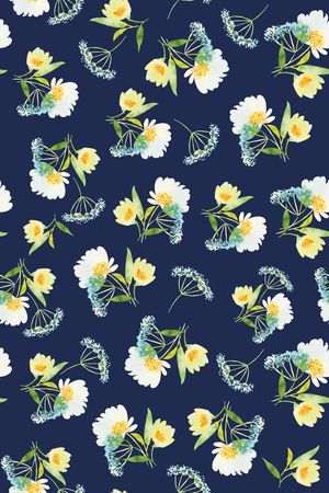 黑底花卉印花华亿平台图片