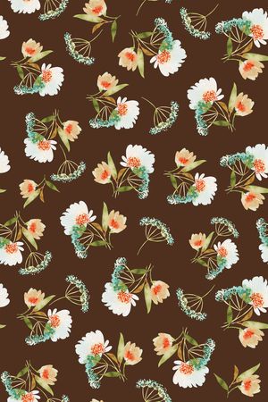 黑底花卉印花华亿平台图片