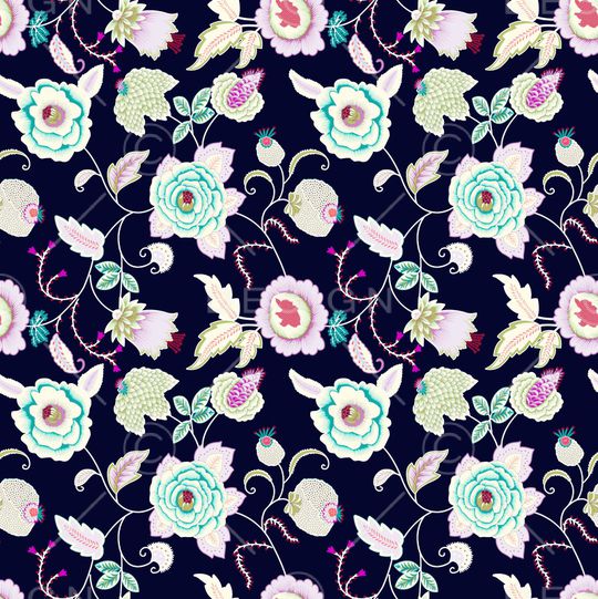 线条花卉印花华亿平台图片