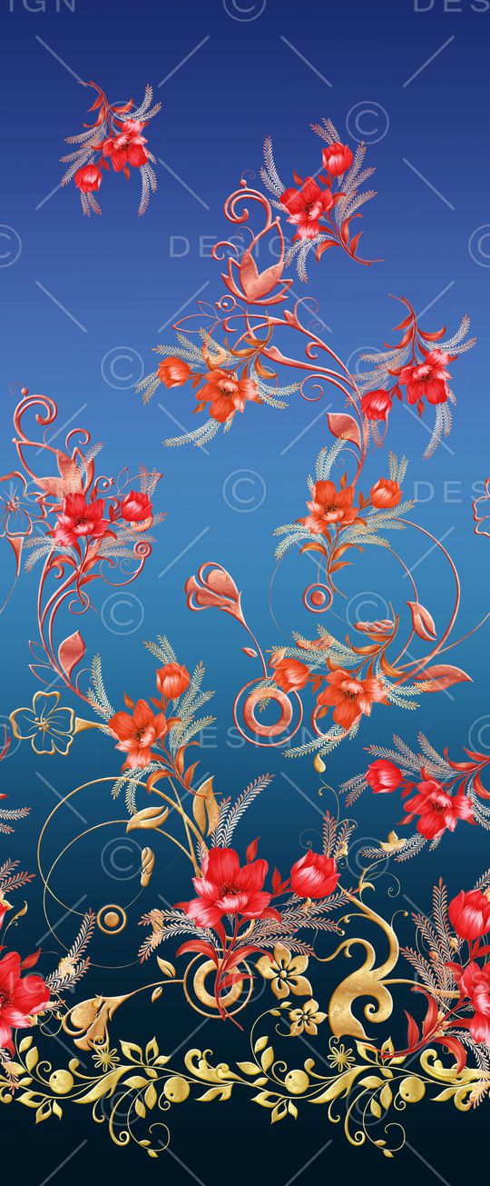 手绘花卉印花华亿平台图片