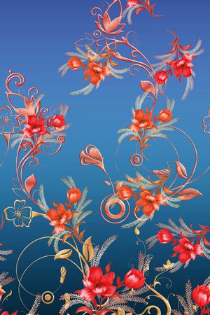 手绘花卉印花华亿平台图片