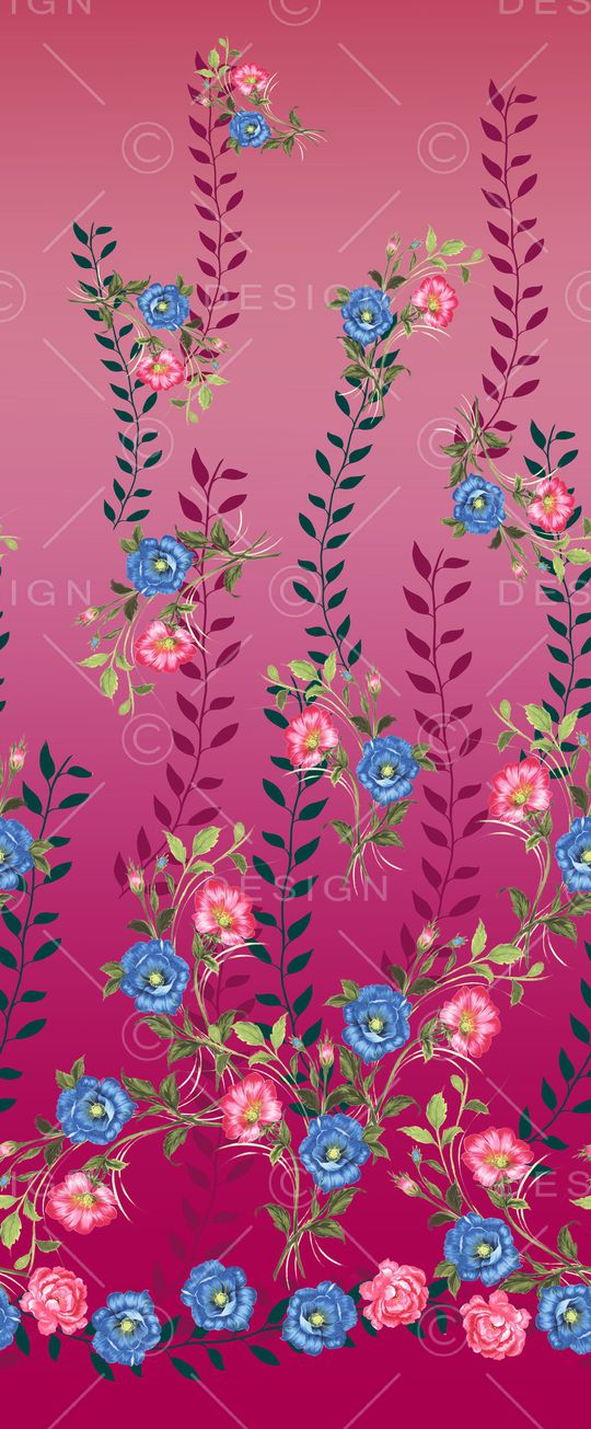 手绘花卉印花华亿平台图片