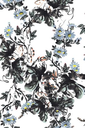 水彩花卉印花华亿平台图片