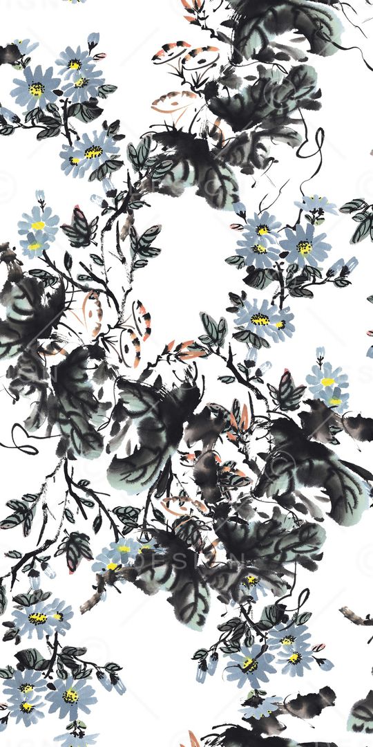 水彩花卉印花华亿平台图片