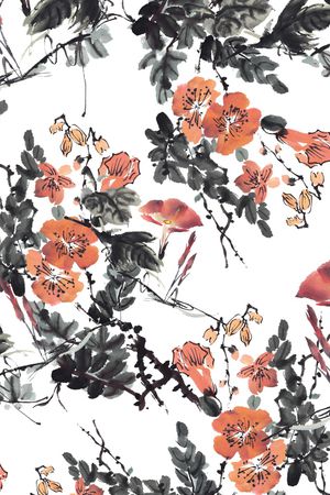 水彩花卉印花华亿平台图片