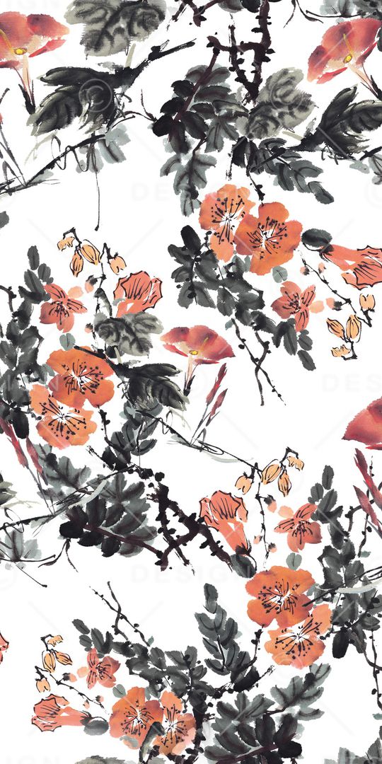 水彩花卉印花华亿平台图片