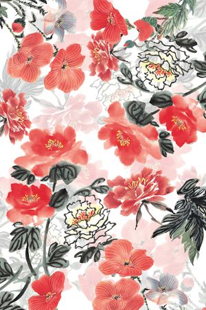 水彩花卉印花华亿平台图片