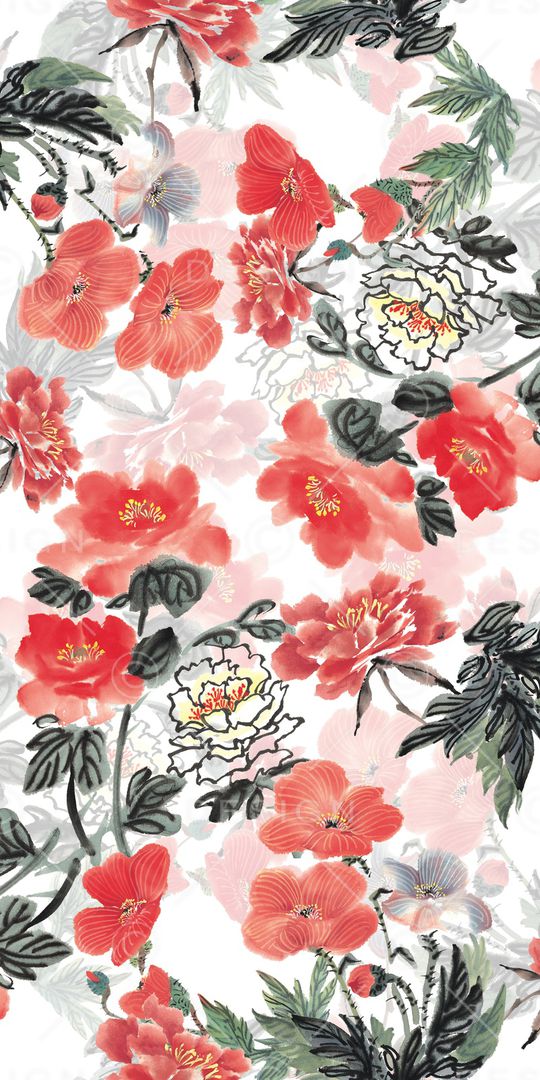 水彩花卉印花华亿平台图片