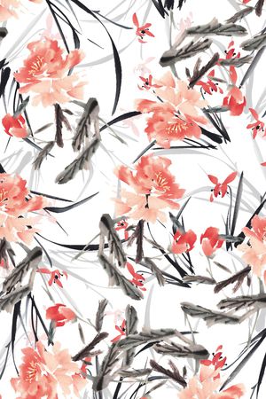 水彩花卉印花华亿平台图片