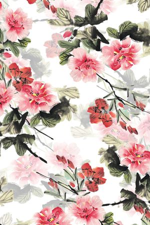 水彩花卉印花华亿平台图片