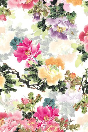 水彩花卉印花华亿平台图片