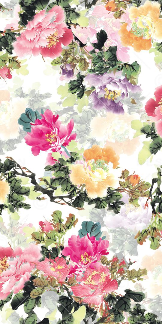 水彩花卉印花华亿平台图片