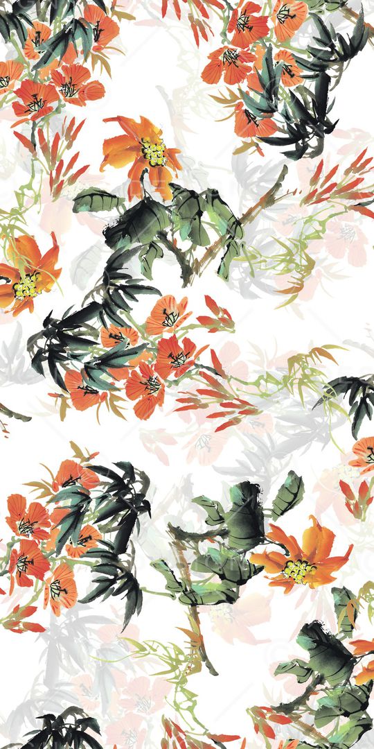 水彩花卉印花华亿平台图片