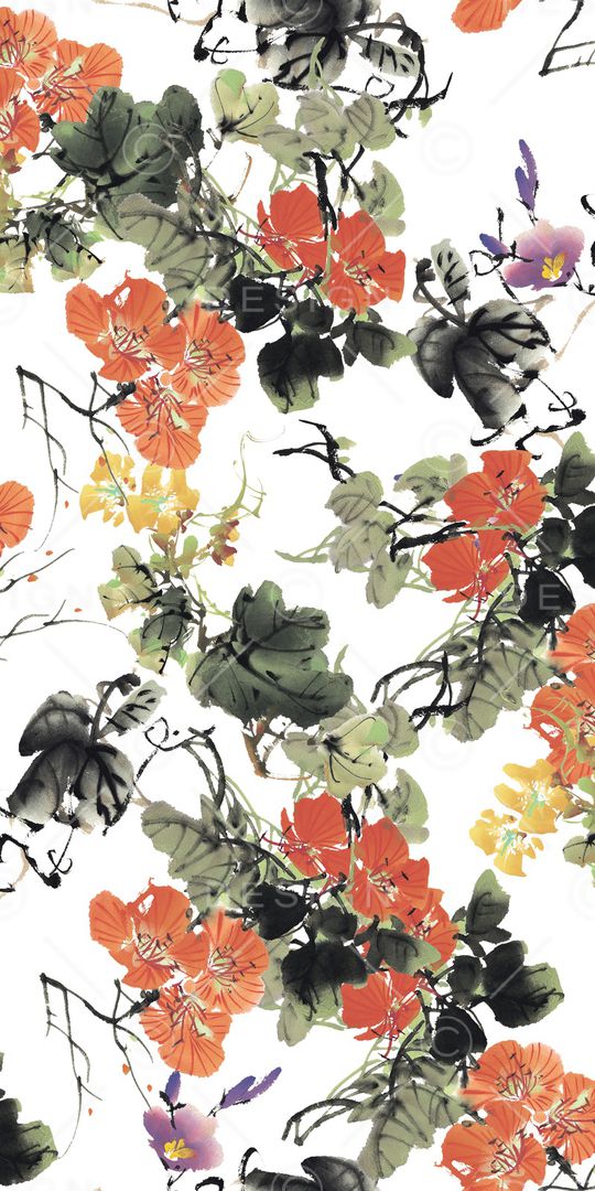 水彩花卉印花华亿平台图片