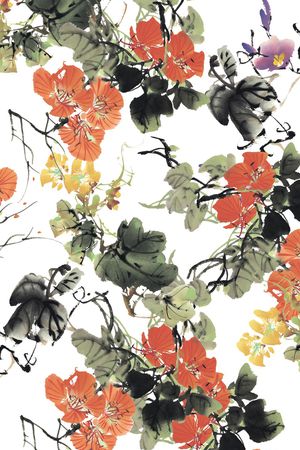 水彩花卉印花华亿平台图片