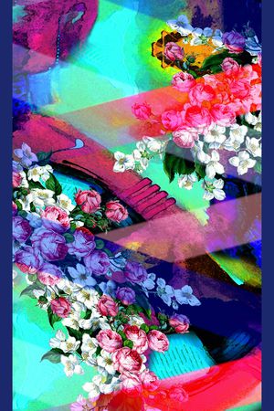 手绘花卉印花华亿平台图片