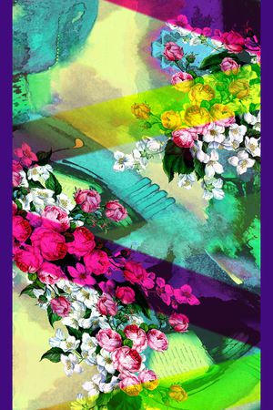 手绘花卉印花华亿平台图片