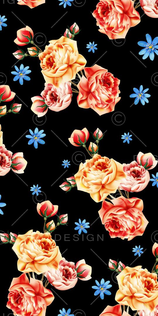 手绘花卉印花华亿平台图片