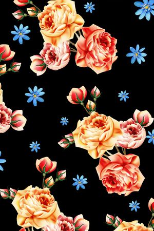 手绘花卉印花华亿平台图片