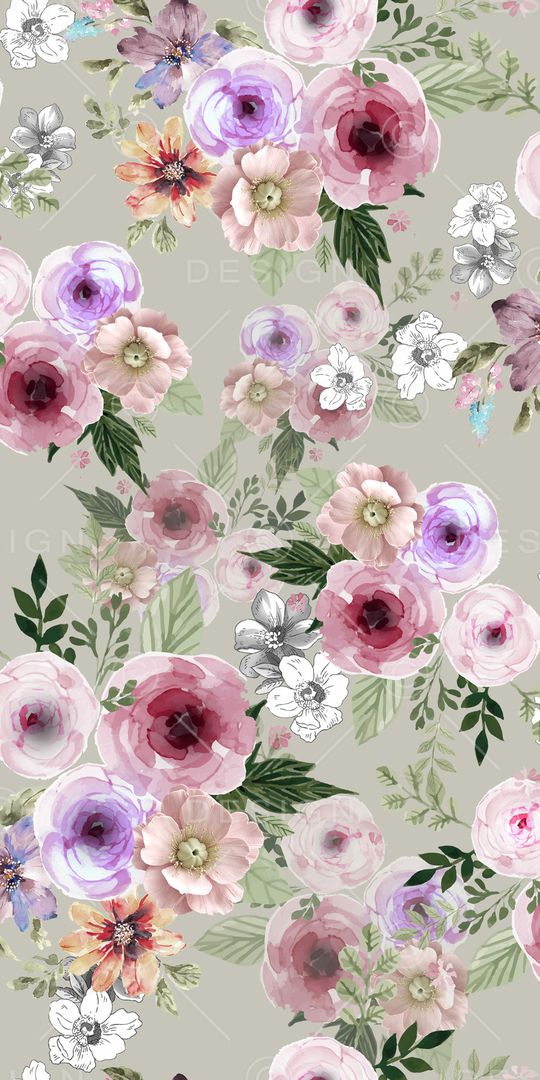 水彩花卉印花华亿平台图片