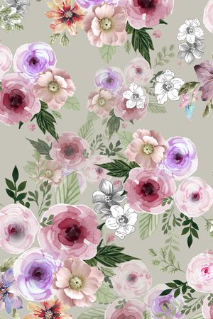 水彩花卉印花华亿平台图片