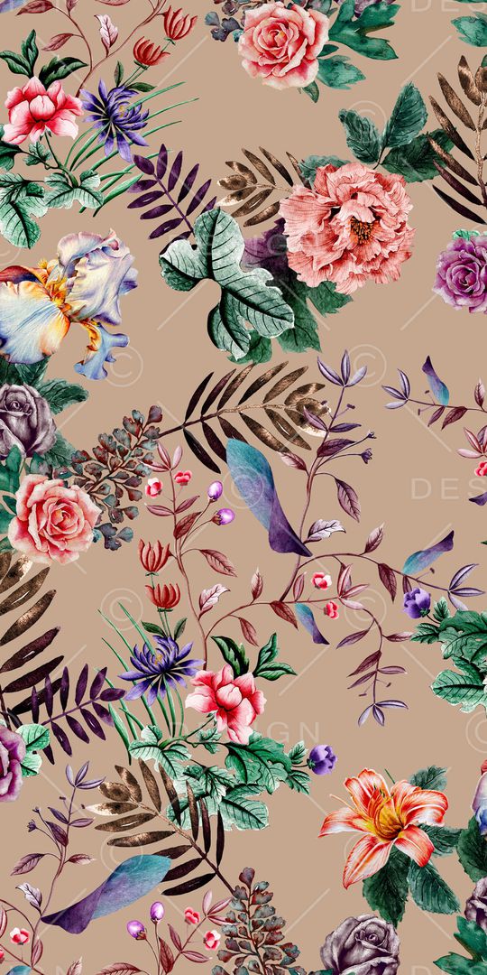 手绘花卉印花华亿平台图片