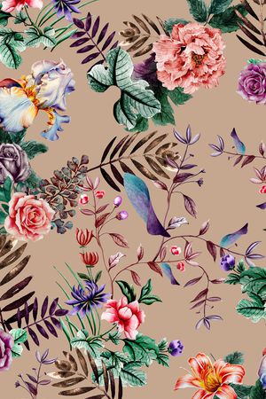 手绘花卉印花华亿平台图片