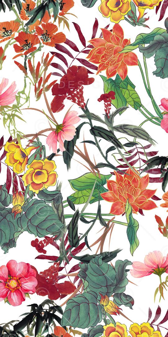 手绘花卉印花华亿平台图片