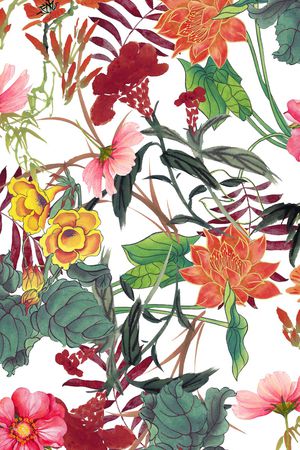 手绘花卉印花华亿平台图片