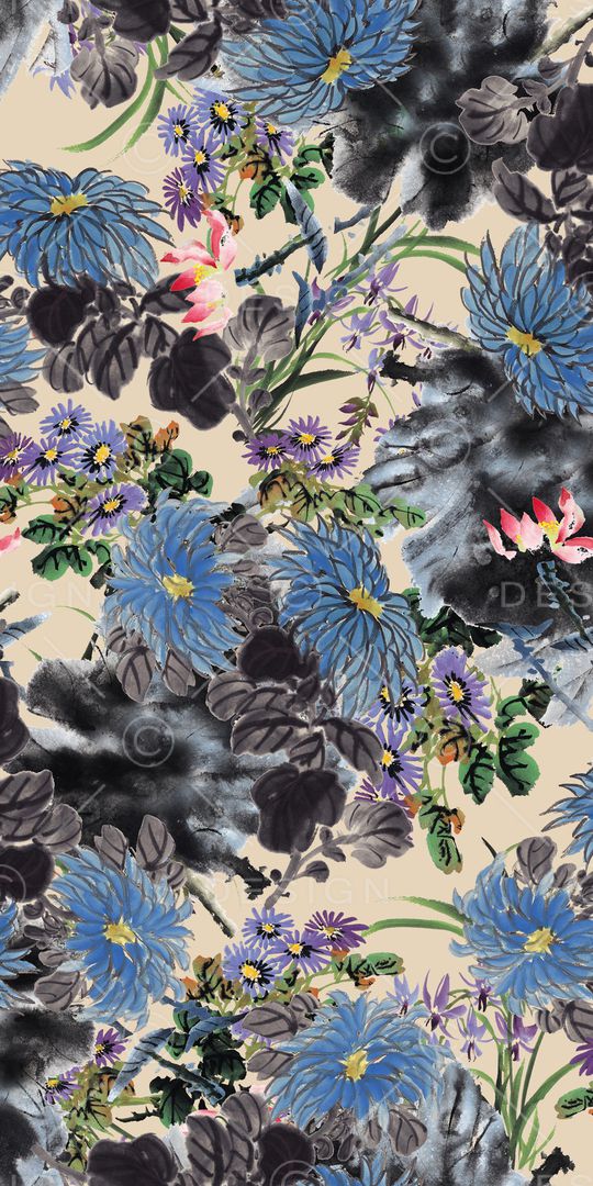 手绘花卉印花华亿平台图片