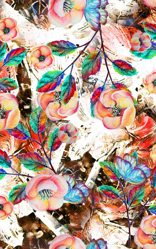 朦胧花卉印花华亿平台图片