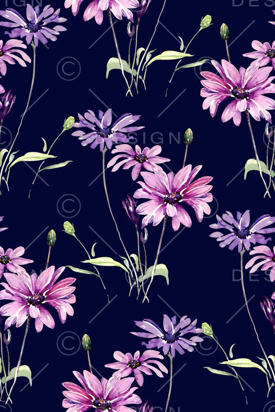 水彩花卉印花华亿平台图片