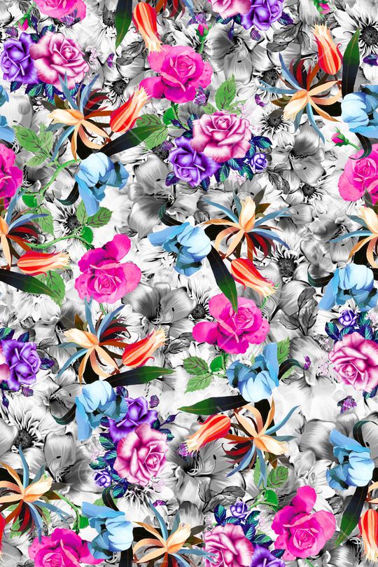 水彩花卉印花华亿平台图片