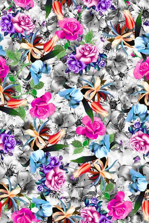 水彩花卉印花华亿平台图片