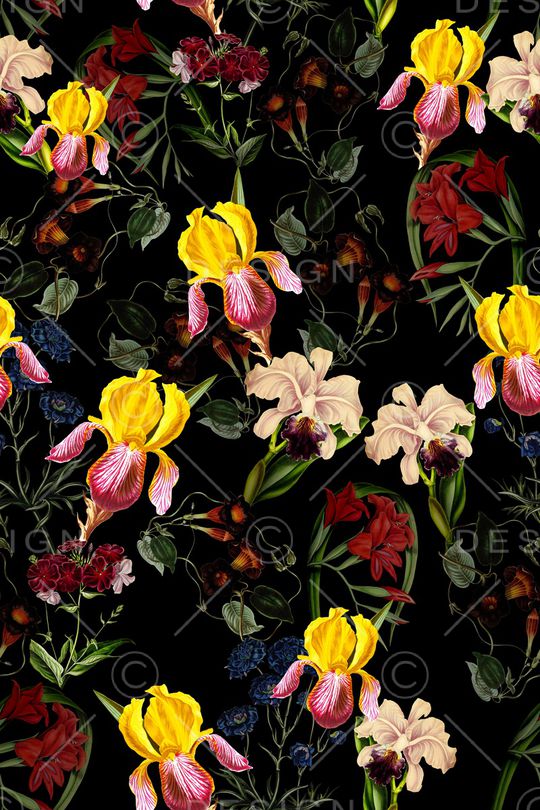 水彩花卉印花华亿平台图片