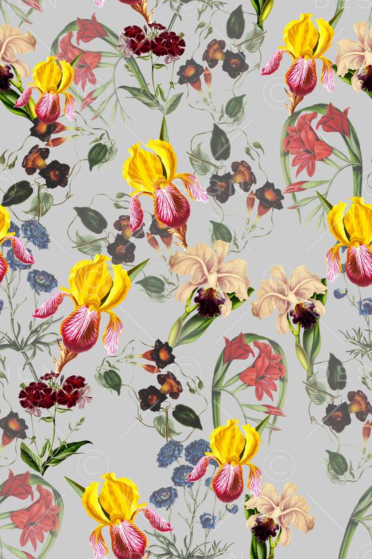 水彩花卉印花华亿平台图片