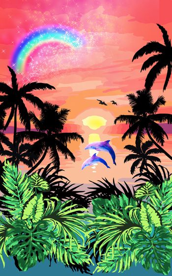 944629-热带椰树风景童装定位花-1