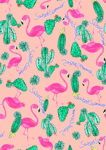 944633-童装火烈鸟 仙人掌 手绘印花-3