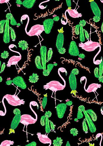 944634-童装火烈鸟 仙人掌 手绘印花-4