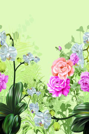 月季花印花华亿平台图片